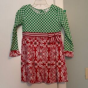 Festive Green and Red Kids Dress